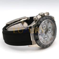 Alternative view of Rolex 116519LN MOP Cosmograph Daytona Diamond Dial Oysterflex White Gold Mens Watch