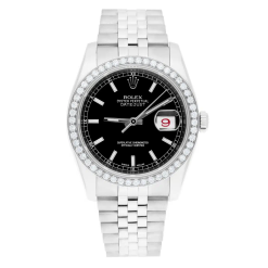 Rolex Datejust 36 Diamond Bezel Black Dial Jubilee Bracelet 116234