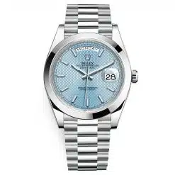 Rolex 228206-0004 Day-Date Ice Blue Diagonal Index 40mm Platinum Men's Watch