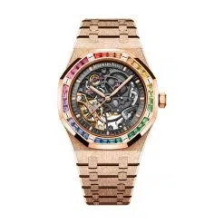 Audemars Piguet 15412OR.YG.1224OR.01-B Royal Oak Openwork Slate Grey 41mm Dial Hammered 18-Carat Pink Gold Bracelet Watch