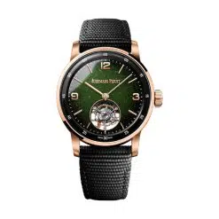Audemars Piguet 26396NR.OO.D002KB.01 Code 11.59 Flying Tourbillon Smoked Green 41mm Dial Black Mixed Rubber Strap with a Rubber Coating Strap Watch