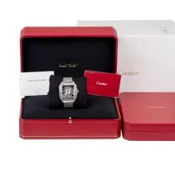 Alternative view of Cartier WHSA0026 Aftermarket Baguette cut Natural Diamonds Skeleton Large Watch