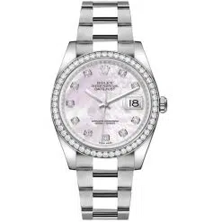 Rolex Datejust 116244-0018 Pink Mother-of-Pearl Set with Diamonds 36mm Dial Diamond Set Bezel Oystersteel Oyster Bracelet Watch