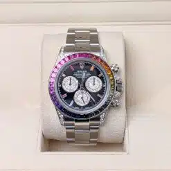 Alternative view of Rolex 116520 Daytona 40mm Custom Rainbow Black Dial Rainbow Bezel Stainless Oyster
