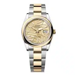Rolex Datejust 126203-0038 Golden Palm Motif Dial 36mm Yellow Gold & Oystersteel Domed Bezel Oyster Bracelet