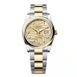 Rolex Datejust 126203-0044 Golden Palm Motif Set with Diamonds Dial 36mm Yellow Gold & Oystersteel Domed Bezel Oyster Bracelet