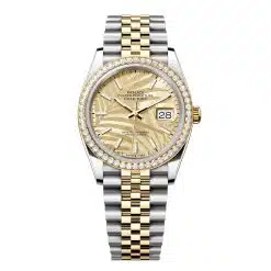 Rolex Datejust 126283RBR-0023 Golden Palm Motif Dial Diamond-Set Bezel Jubilee Bracelet Watch