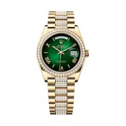 Rolex Day Date 128348rbr-0069 Green Ombré Roman Dial & Diamond Bracelet