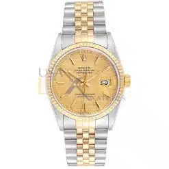 Rolex Datejust 16233 36mm Steel Yellow Gold Linen Dial Mens Watch