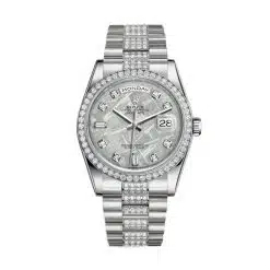 Rolex Day-Date 118346 Meteorite Diamond Dial Platinum Diamond President Bracelet 36mm Watch